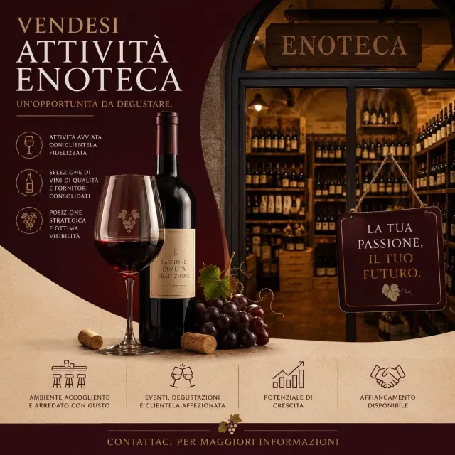 Cedesi avviatissima enoteca in ottima posizione di passaggio